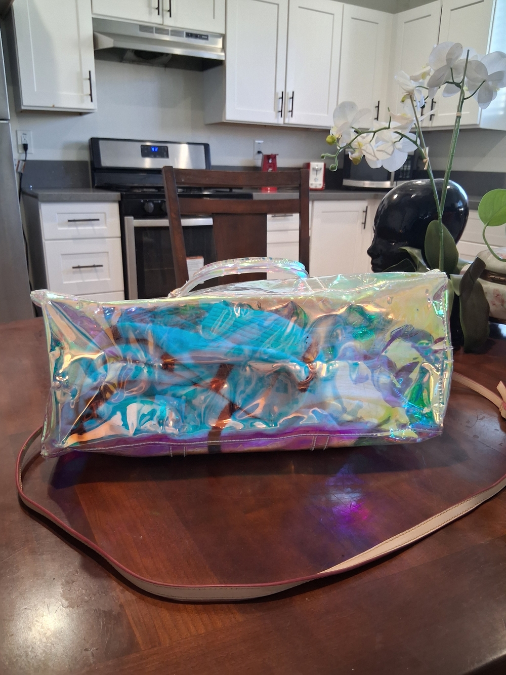 Holographic Iridescent Travel Tote - Clear Rainbow Shine - Picture 8 of 12